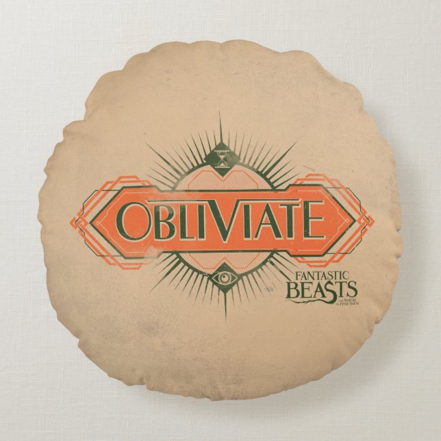 Orange Art Deco Obliviate Spell Graphic Rund Kudde (Framsidan)