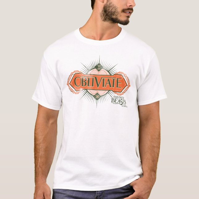 Orange Art Deco Obliviate Spell Graphic T-shirt (Framsida)