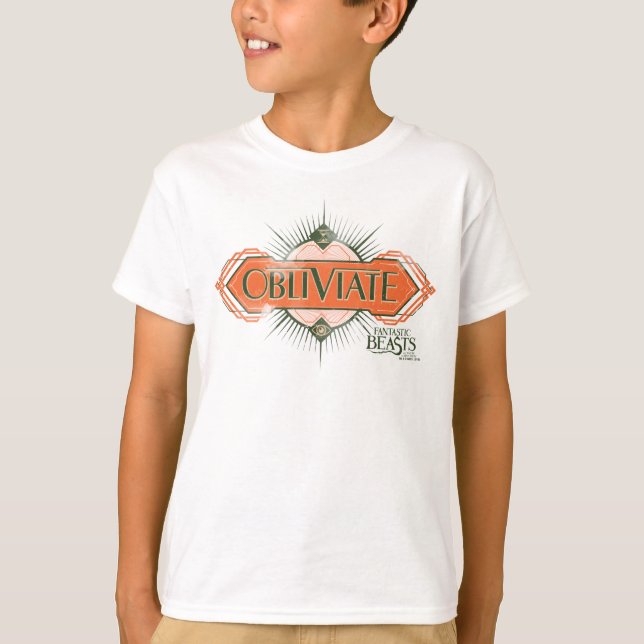Orange Art Deco Obliviate Spell Graphic T-shirt (Framsida)