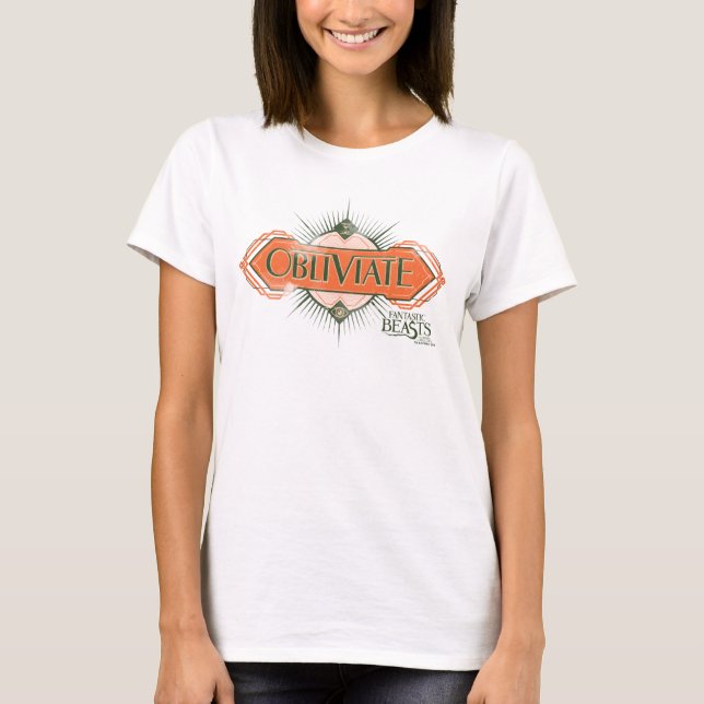 Orange Art Deco Obliviate Spell Graphic Tee Shirt (Framsida)