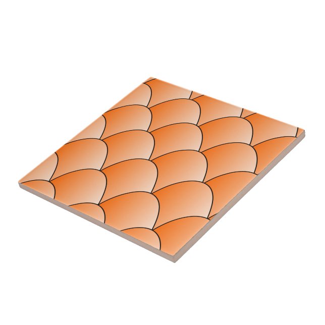Orange Art Nouveau-design Kakelplatta (Sidan)
