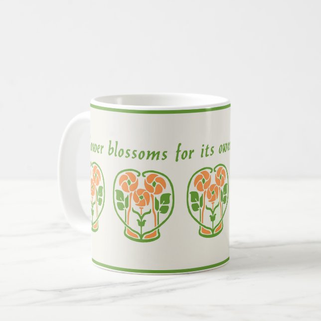 Orange Art nouveau Flowers Coffee Mugg (Framsida vänster)