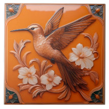 Orange Art Nouveau-kolibri i falsk relief L