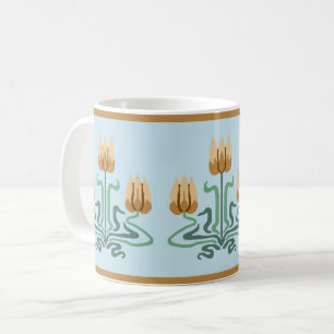 Orange Art nouveau Tulip Trio Coffee Mugg