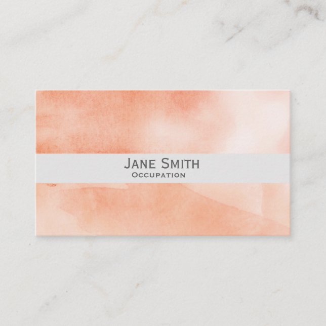 Orange art vattenfärgsmodern snyggt visitkort (Framsida)