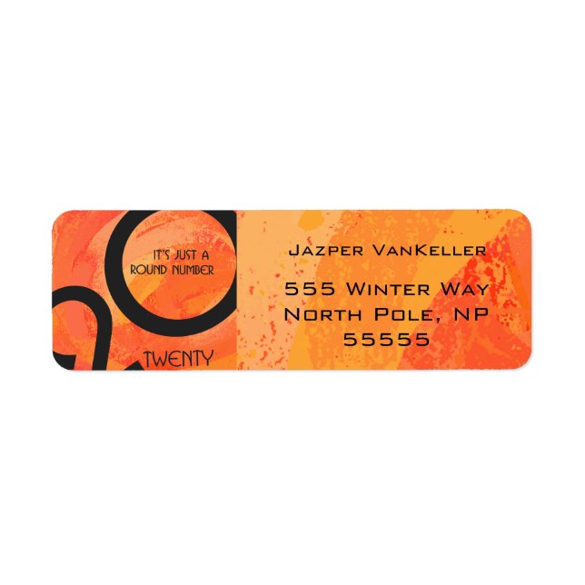 Orange Årtiond födelsedag Returadress Etikett (Framsidan)