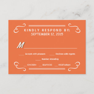 Orange Ät dryck Märket Rustic Bröllop Reply OSA Kort