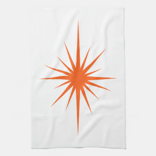 Orange Atomic Starburst Mid Century Hand Towel Kökshandduk