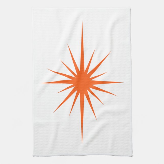 Orange Atomic Starburst Mid Century Hand Towel Kökshandduk (Vertikal)