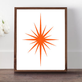 Orange Atomic Starburst Mid Century Modern Decor Poster