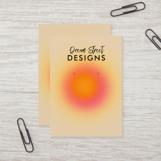 Orange Aura Halo Calligraphy Earring Visning Card Visitkort (Fram/Back In Situ)