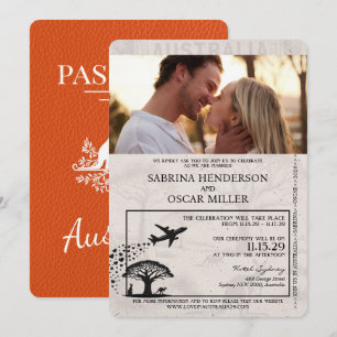 Orange Australia Passport Bröllop Inbjudningar