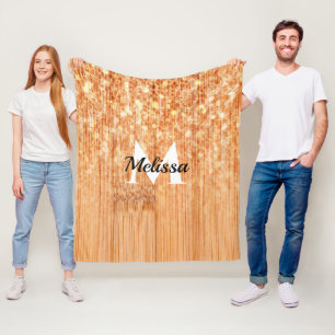 Orange av bambu-trä med låg elegant Monogram Fleecefilt