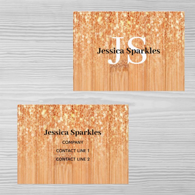 Orange av bambu-trä med låg elegant Monogram Visitkort (Custom elegant sparkly print Business cards for her. 
)