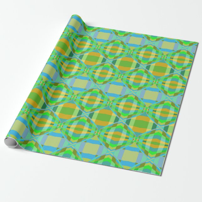 Orange av blå Grönt Lila Creamy Lattice Mönster Presentpapper (Utrullad)