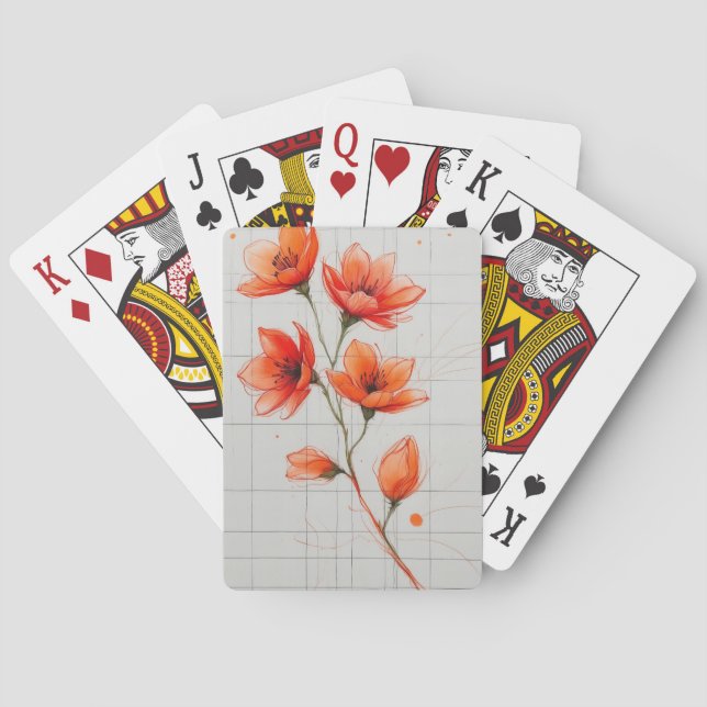 Orange av Blommarna Flower Design Elegant Art Casinokort (Baksidan)