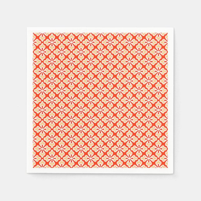 orange av blommigt kimono, persikor och mandarin pappersservett (Framsidan)