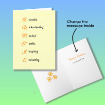 Orange av blommor i Auntie-födelsedagstext