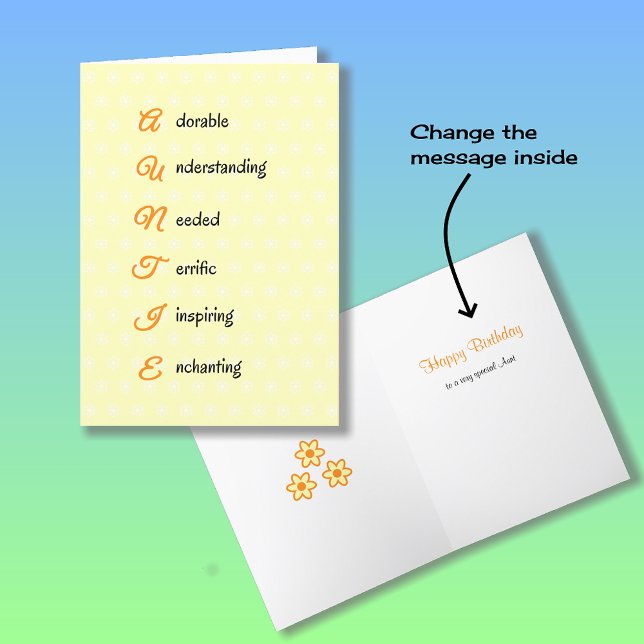 Orange av blommor i Auntie-födelsedagstext Kort (Skapare uppladdad)