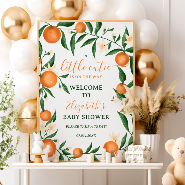 Orange av botaniska citrusfrukter välkomna poster (Botanical citrus orange little cutie welcome poster)