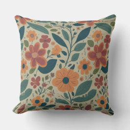 Orange av brant blommigt, mönster-utformning kudde