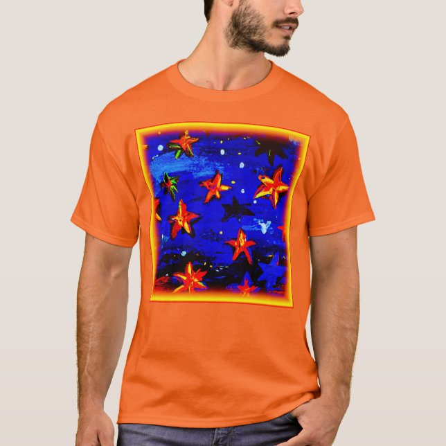 Orange av Bright Färgad Stars. Köp nu T Shirt (Framsida)