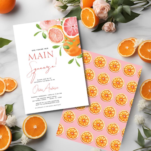 Orange av Citrus-Möhippa för huvudsaksundersökning Inbjudningar (Skapare uppladdad)
