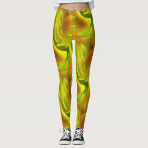 Orange av digital grönt på gult via struktur leggings