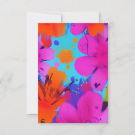 Orange av färglösa vattenfärger blommor fuchsia tack kort