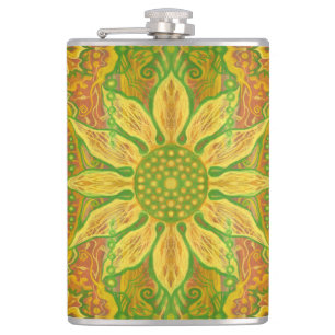 Orange av grönt av gult av Sun Flower bohemian blo Fickplunta