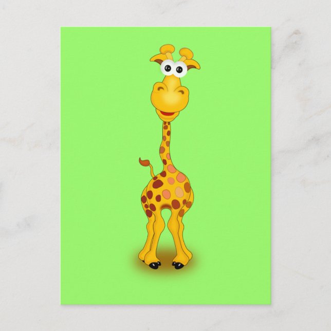 Orange AV GRÖNT AV SKICKAD GIRAFFE TECKNAD ANIMAL  Vykort (Framsida)