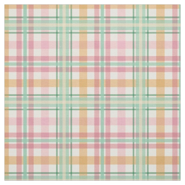 orange av hallon på rosa sommmertime tartan plaid tyg (Provkarta)