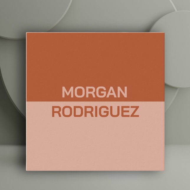 Orange av kopparterracotta med minimal neutralt fyrkantigt visitkort (Neutral Orange copper terracotta QR code design)