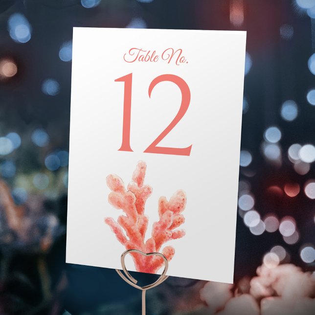 Orange av korallvatten, marin bröllop bordsnummer (Skapare uppladdad)