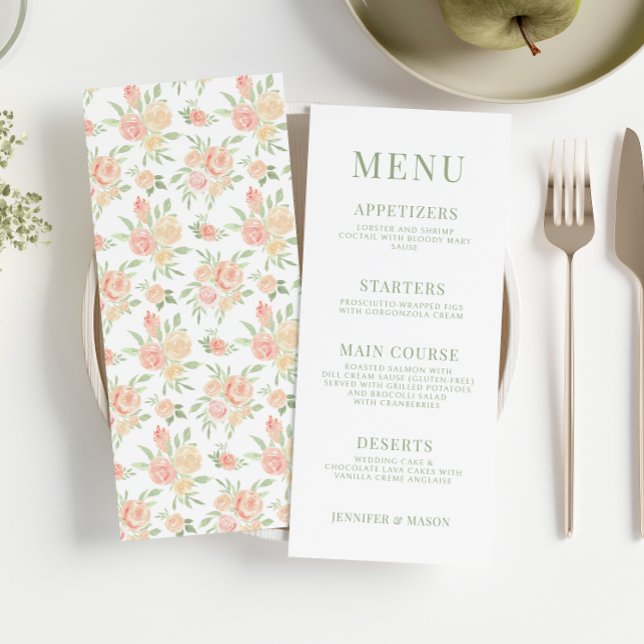 Orange av Rustic elegant-blomman bröllop-menyn (Skapare uppladdad)