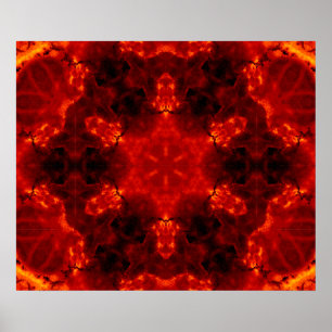 Orange av snöflingor Gradient Kaleidoskop Poster