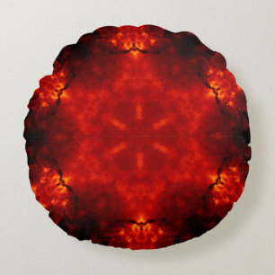 Orange av snöflingor Gradient Kaleidoskop Rund Kudde