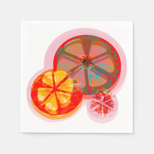 Orange av sommarcitrusfrukter med vattenfärg pappersservett (Framsidan)