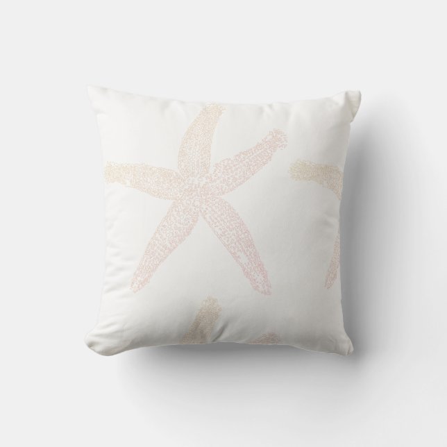 Orange av Starfish Coastal Beach White Light Paste Kudde (Framsida)