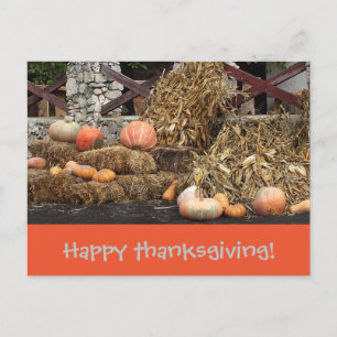 Orange av thanksgiving pumpa, rustik vykort