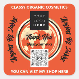 Orange av världskartan över världskaraktär för QR- Fyrkantigt Klistermärke