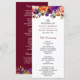 Orange av vattenfärgen Burgundy Lila Blommigt Brö Program