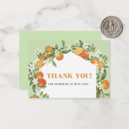 Orange av vattenfärgen Elegant Citrus-babydusch ta Anteckningskort