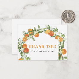Orange av vattenfärgen Elegant Citrus-babydusch ta Anteckningskort