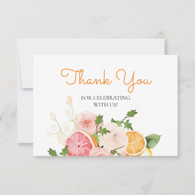 Orange av vattenfärgsfärg Blommigt Citrus Theme Ta Kort (Framsida)