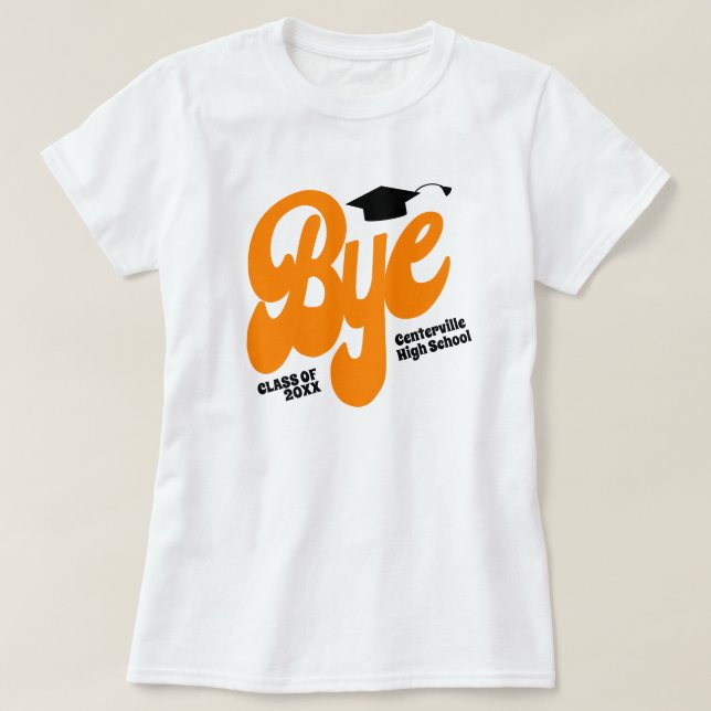 Orange Avskedsstudent mössa Senior T Shirt (Design framsida)