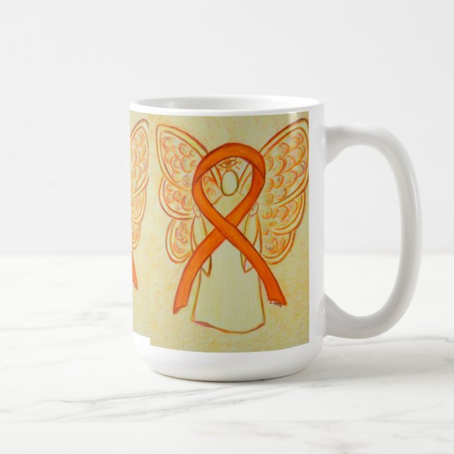Orange Awareness Ribbon Angel Art Mugg (Höger)