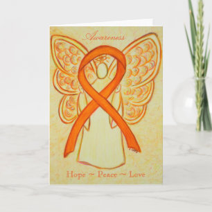 Orange Awareness Ribbon Angel Greeting Card Helgkort