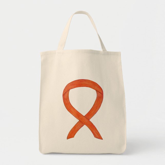 Orange Awareness Ribbon Anpassningsbar Art Tote Ba Tygkasse (Framsidan)
