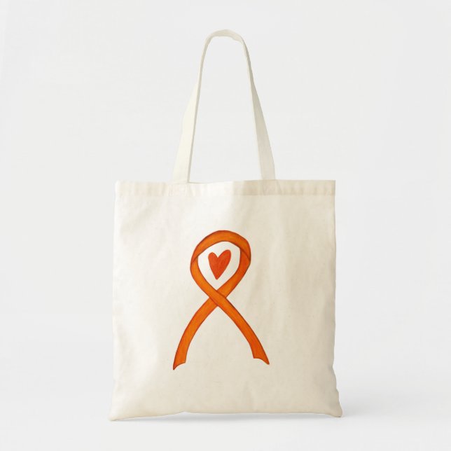 Orange Awareness Ribbon Anpassningsbar Art Tote Ba Tygkasse (Framsidan)